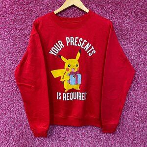 Pokemon Pikachu Your Presents Is Required Crewneck Sweatshirt Medium